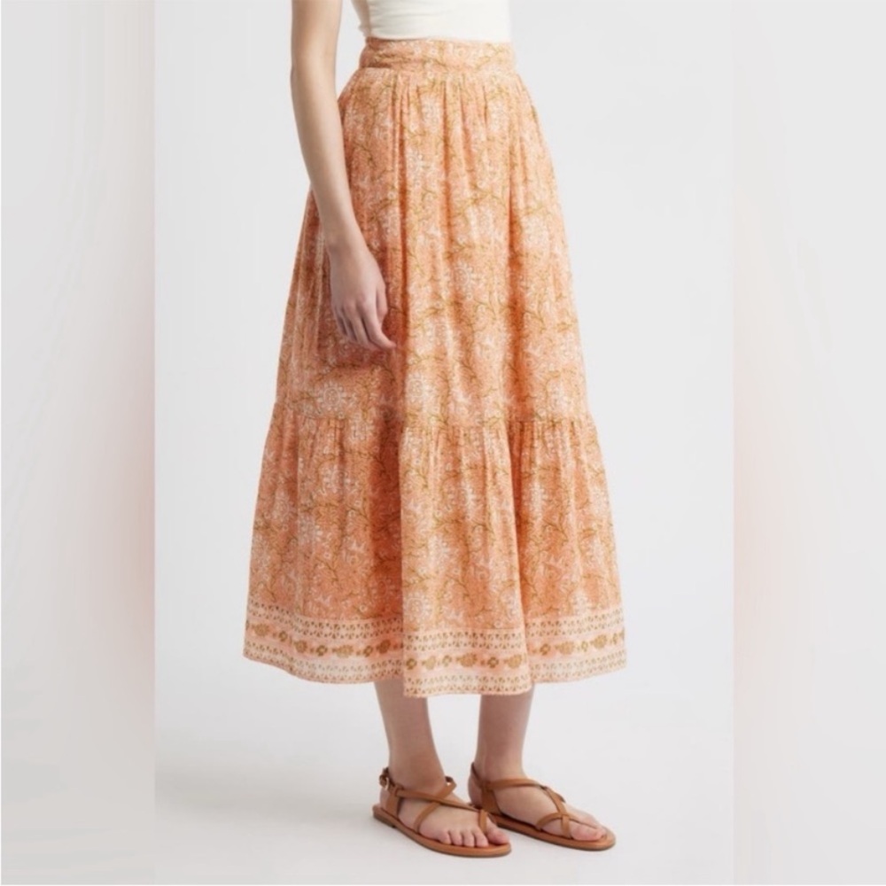 NWT Cleobella Charlene floral multi print in Cecil blush ankle skirt Sz S cotton - Picture 3 of 11
